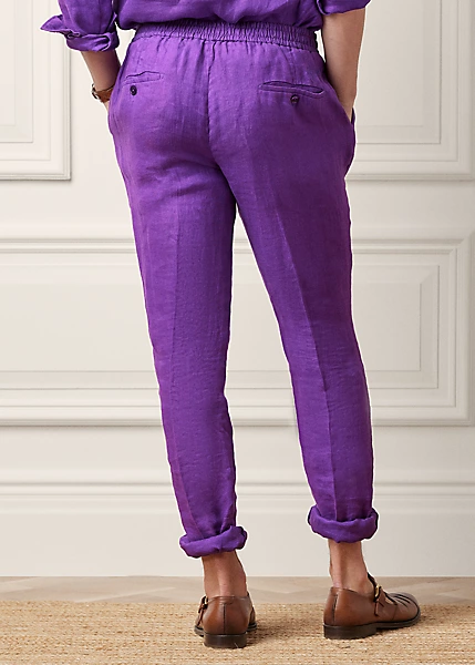 Textured Linen Dobby Trouser - Image 4