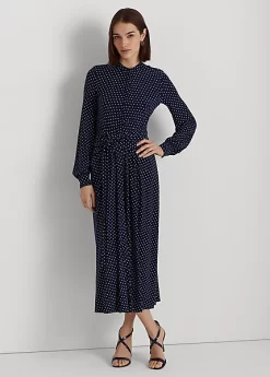 Polka-Dot Stretch Jersey Shirtdress