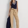 Belted Twill Cropped Trouser