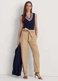 Belted Twill Cropped Trouser