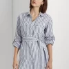 Striped Belted Linen Shirt