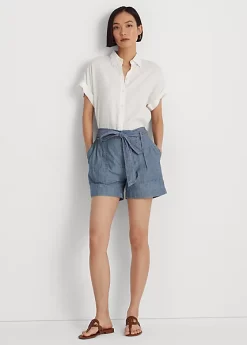 Belted Chambray Short