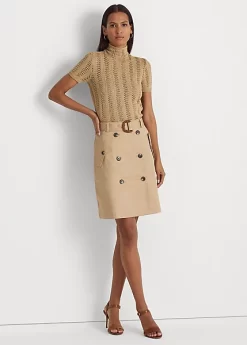 Belted Micro-Sanded Twill Skirt