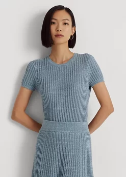 Linen-Cotton Short-Sleeve Jumper