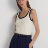 Two-Tone Cotton-Blend Sleeveless Jumper