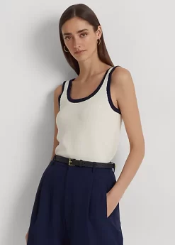 Two-Tone Cotton-Blend Sleeveless Jumper