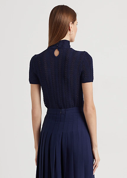 Pointelle Short-Sleeve Roll Neck - Image 4