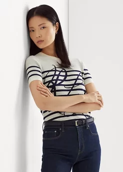 Logo Striped Short-Sleeve Jumper