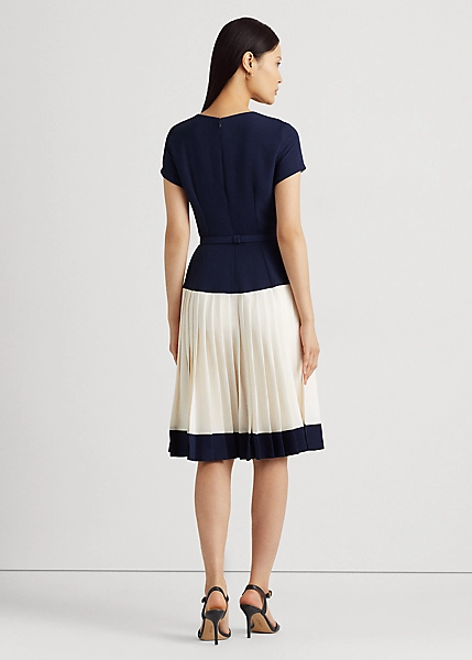 Two-Tone Belted Georgette Dress - Image 4