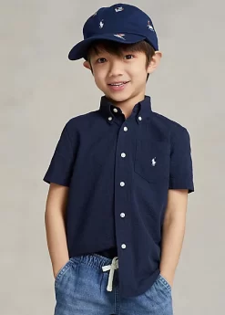 Cotton Seersucker Short-Sleeve Shirt