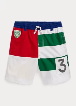 Colour-Blocked Cotton Twill Short