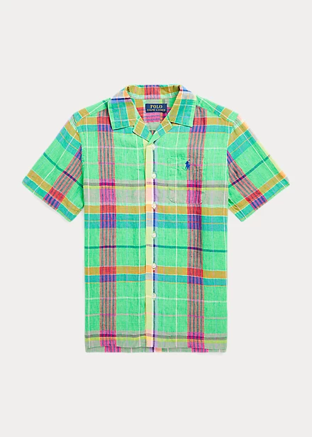 Plaid Linen Camp Shirt