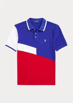 Colour-Blocked Cotton Mesh Polo Shirt