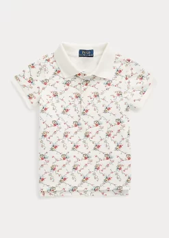 Floral Stretch Mesh Polo Shirt