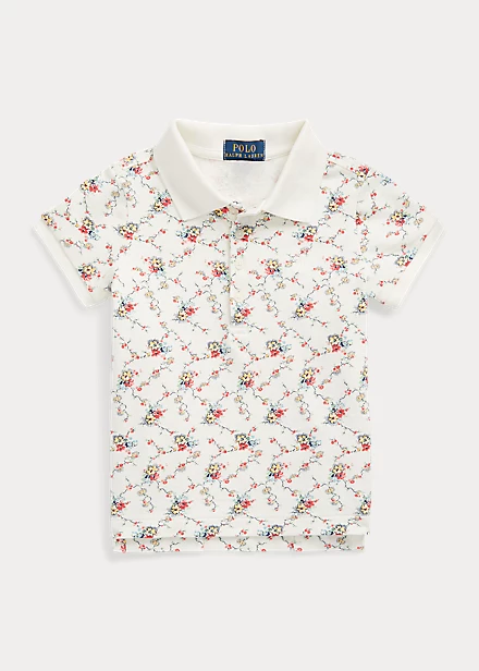 Floral Stretch Mesh Polo Shirt