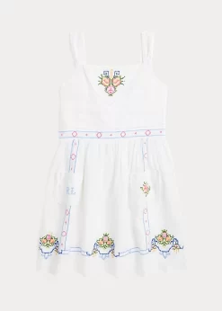 Floral Embroidered Linen Dress