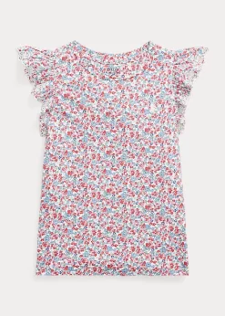 Floral Eyelet Cotton Jersey Top