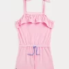 Ruffled Cotton-Blend Terry Romper