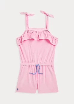 Ruffled Cotton-Blend Terry Romper