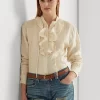 Ruffle-Trim Linen Shirt