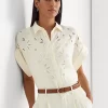 Eyelet-Embroidered Linen Shirt