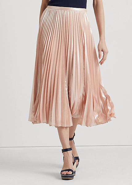 Pleated Metallic Chiffon Skirt - Image 3