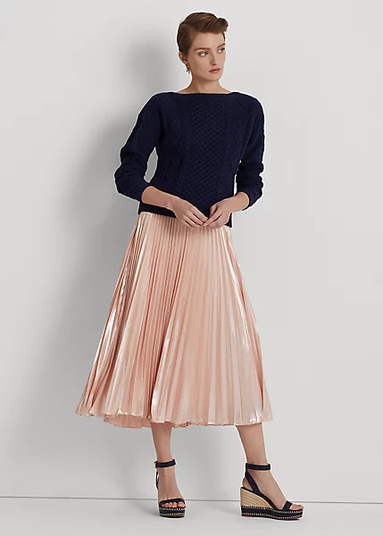 Pleated Metallic Chiffon Skirt