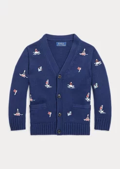 Nautical Cotton V-Neck Cardigan