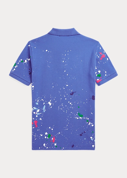 Paint-Splatter Cotton Mesh Polo Shirt - Image 2