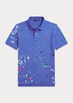 Paint-Splatter Cotton Mesh Polo Shirt
