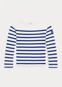 Striped Cotton Jersey Boatneck Top