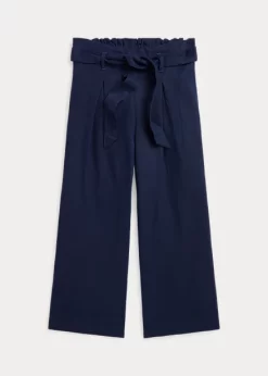 Linen-Blend Wide-Leg Cropped Trouser
