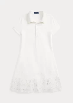 Eyelet Stretch Mesh Polo Dress