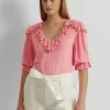 Ruffle-Trim Jersey Top