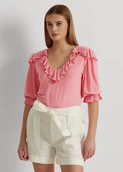 Ruffle-Trim Jersey Top