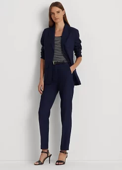 Linen-Blend Twill Ankle Trouser