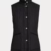 Cable-Quilted Mockneck Vest