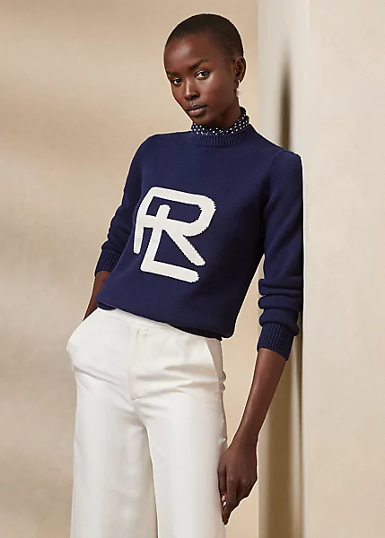 Intarsia-Knit RL Merino-Silk Jumper