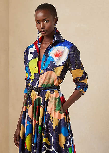 Adrien Print Cotton Satin Shirt