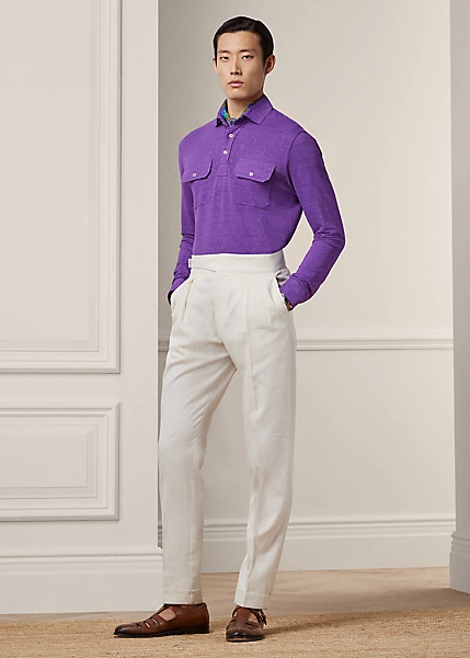 Custom Slim Fit Linen Jersey Polo Shirt - Image 3