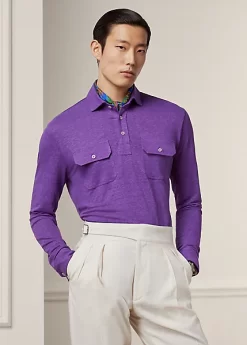 Custom Slim Fit Linen Jersey Polo Shirt