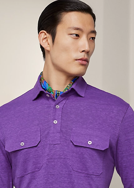 Custom Slim Fit Linen Jersey Polo Shirt - Image 5