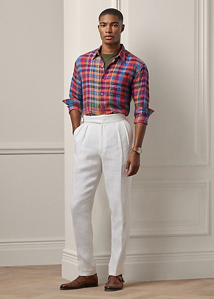 Plaid Linen Popover Shirt - Image 3