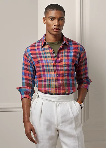 Plaid Linen Popover Shirt