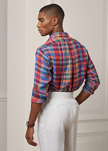 Plaid Linen Popover Shirt - Image 4