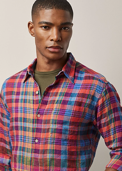 Plaid Linen Popover Shirt - Image 5