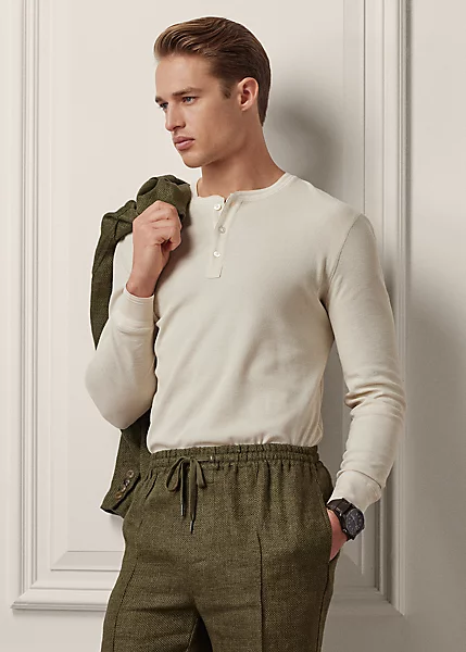 Cotton-Silk Henley Shirt