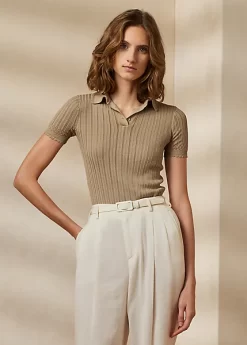 Silk Pointelle Polo Jumper