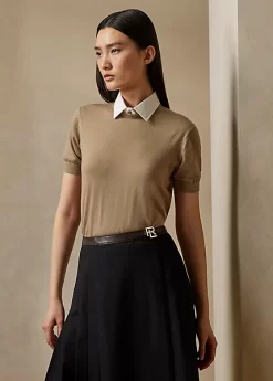 Cashmere Jersey Short-Sleeve Jumper