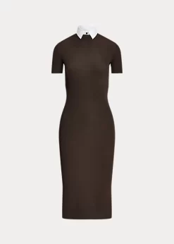 Woven-Collar Jumper Day Dress